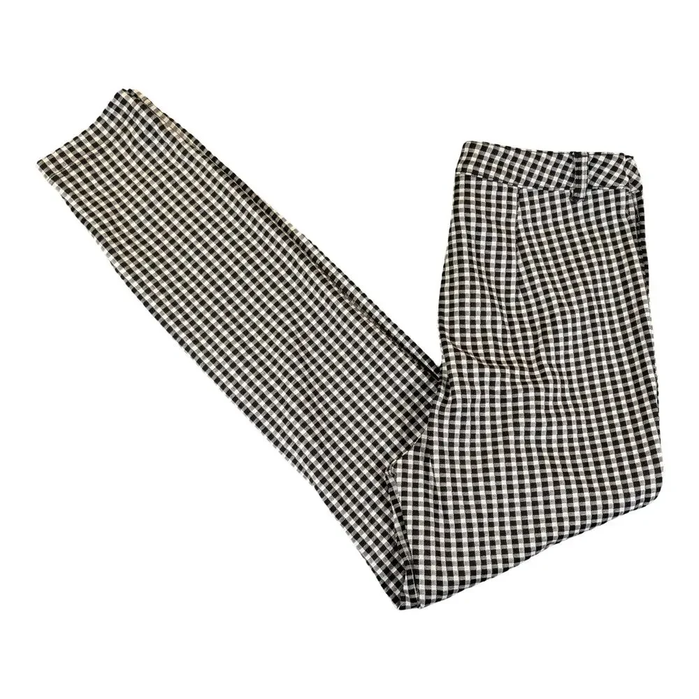 Maeve Anthropologie Black White Gingham Ankle Pants Size 6